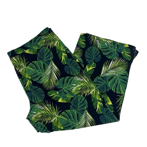 Denim&Co Beach Jersey Wide Leg Pull On Pants Plus Size 2X Tropical Palms A351802 - Picture 3 of 12